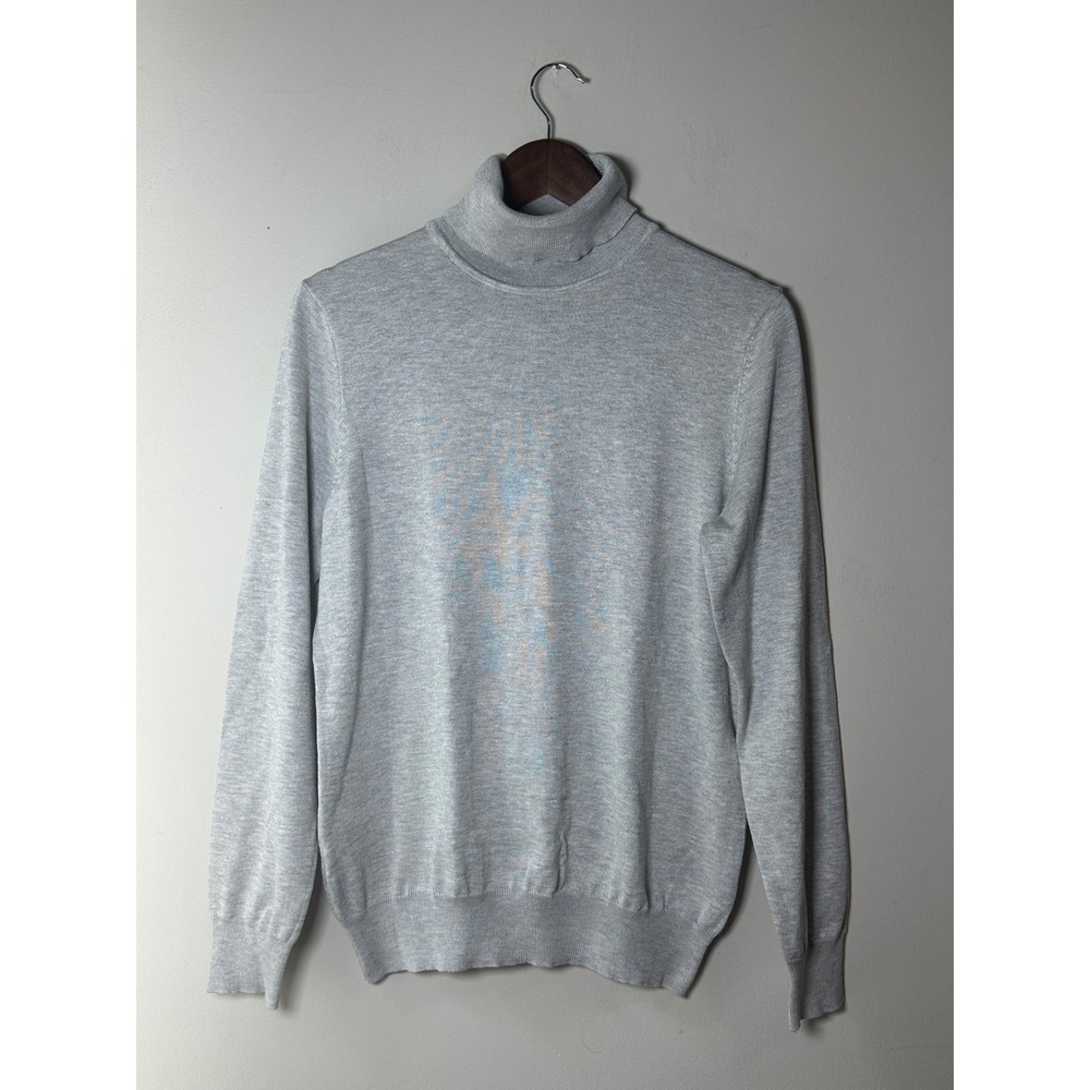 Madison Grey Womens Heather Gray Turtleneck Sweater L Minimalist Layering